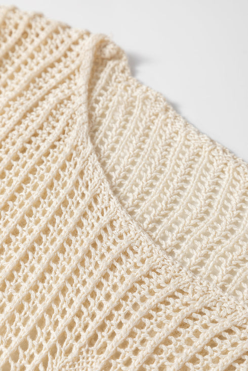 Hollow Out Textured Knit Star Print Sweater