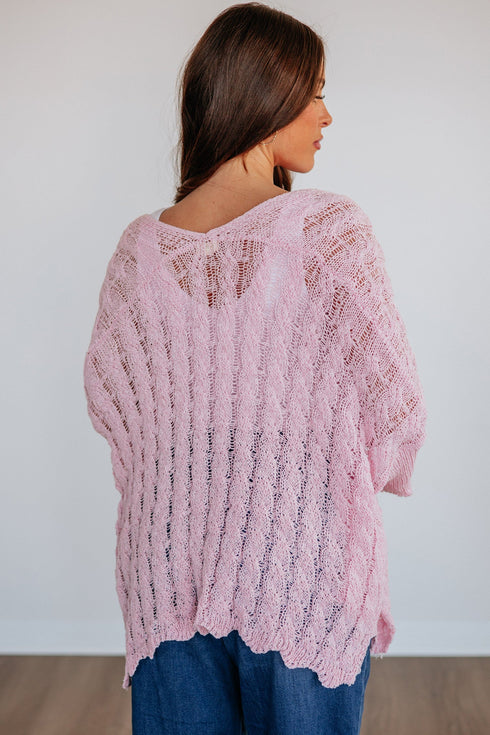 Hollow Pattern Crochet Drop Shoulder Open Front Sweater Cardigan