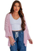 Hollow Pattern Crochet Drop Shoulder Open Front Sweater Cardigan