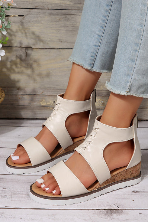 Hollowed Cutout Detail Strappy Flat Gladiator Sandals