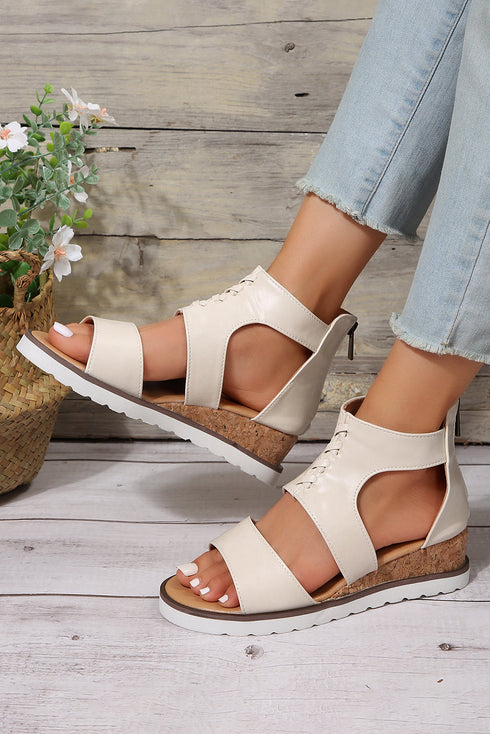 Hollowed Cutout Detail Strappy Flat Gladiator Sandals