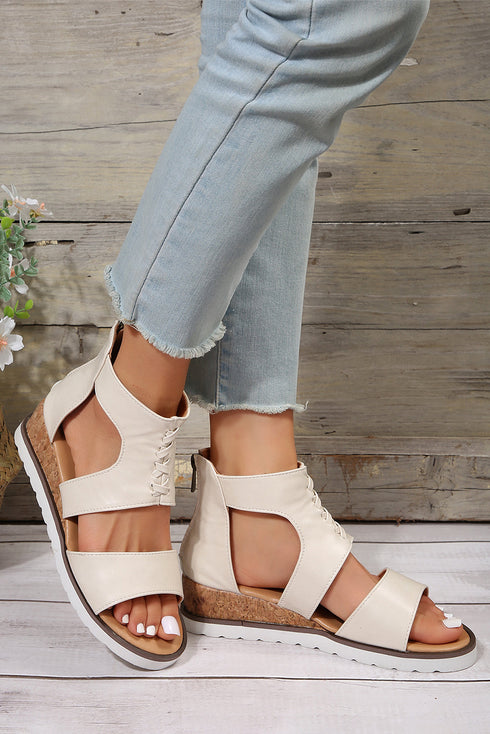 Hollowed Cutout Detail Strappy Flat Gladiator Sandals