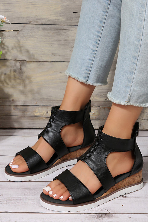 Hollowed Cutout Detail Strappy Flat Gladiator Sandals