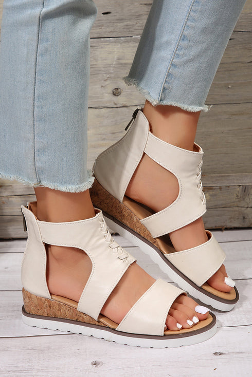 Hollowed Cutout Detail Strappy Flat Gladiator Sandals
