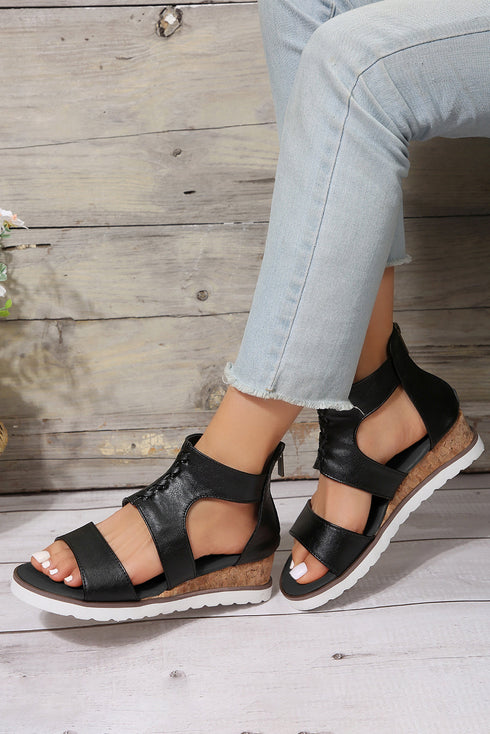 Hollowed Cutout Detail Strappy Flat Gladiator Sandals