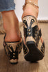 Hollowed Detail Faux Leather Rivet Wedge Slippers