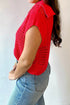 Hollowed Knit Zipper Collar Short Sleeve Casual Sweater