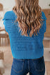 Hollowed Knit Zipper Collar Short Sleeve Casual Sweater