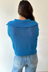 Hollowed Knit Zipper Collar Short Sleeve Casual Sweater