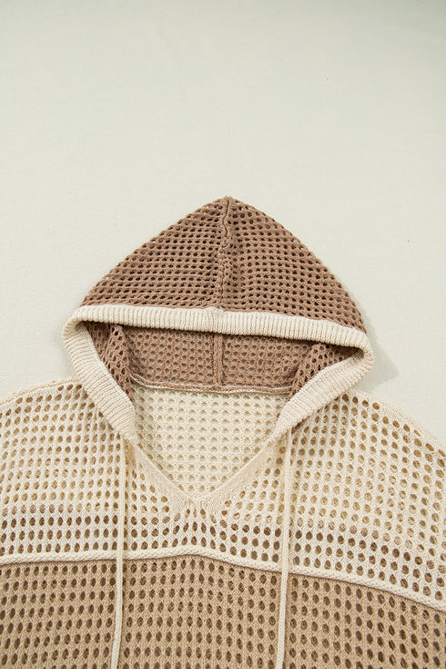 Hollowed Open Knit Pullover Hooded Jumper Sweater