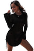 Hollowout Knit Bell Sleeve Drawstring Short Beach dress