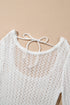 Hollowout Knit Bell Sleeve Drawstring Short Beach dress
