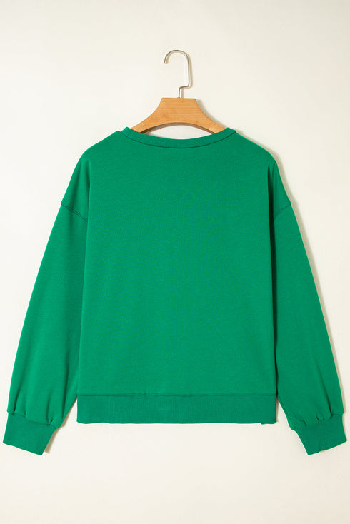Holly Jolly Chenille Letter Holiday Pullover Sweatshirt