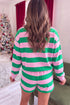 Holly Jolly Embroidered Stripe Pullover Short Set