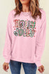 HOLLY JOLLY Patchwork Letter Bow Graphic Sweatshirt