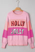 Holly Jolly Sequin Graphic Block Stripe Sweater