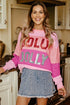 Holly Jolly Sequin Graphic Block Stripe Sweater