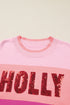 Holly Jolly Sequin Graphic Block Stripe Sweater