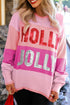 Holly Jolly Sequin Graphic Block Stripe Sweater