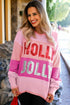 Holly Jolly Sequin Graphic Block Stripe Sweater