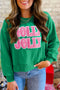 HOLLY JOLLY Towel Embroidered Drop Shoulder Crewneck Sweatshirt