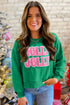 HOLLY JOLLY Towel Embroidered Drop Shoulder Crewneck Sweatshirt