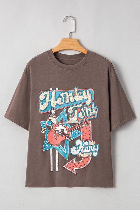 Honky Tonk Honey Graphic Crew Neck Western Tee