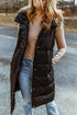 Hooded Long Quilted Vest Coat