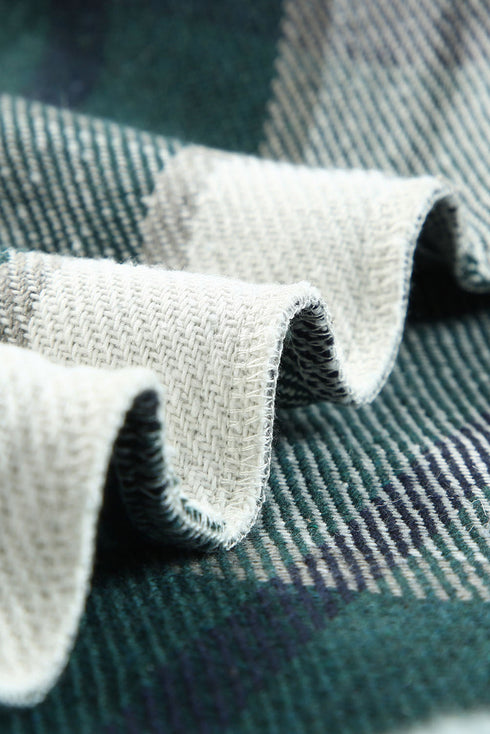 Hooded Plaid Button Front Shacket