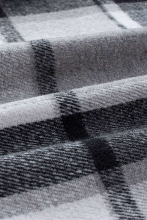 Hooded Plaid Button Front Shacket