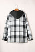 Hooded Plaid Button Front Shacket