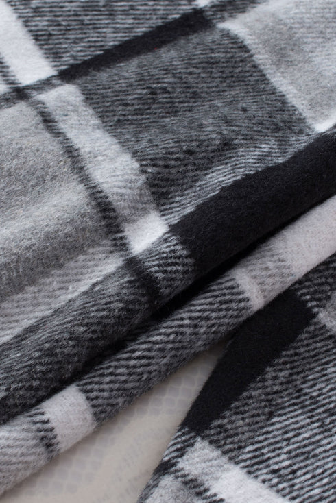 Hooded Plaid Button Front Shacket