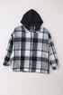 Hooded Plaid Button Front Shacket