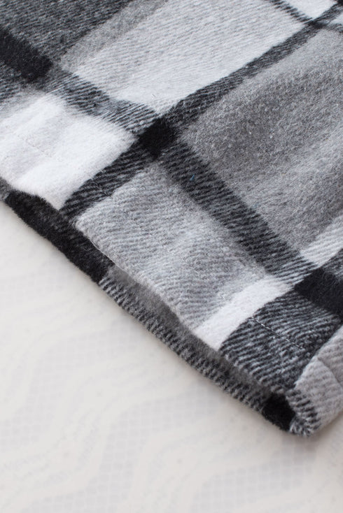 Hooded Plaid Button Front Shacket