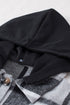 Hooded Plaid Button Front Shacket