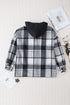 Hooded Plaid Button Front Shacket