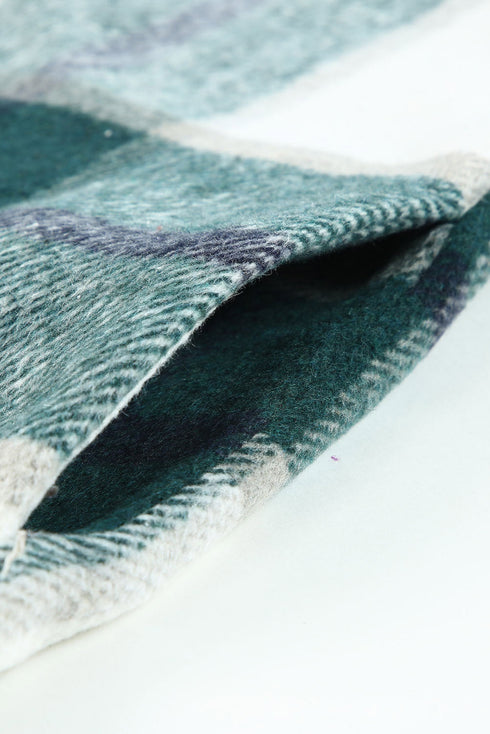 Hooded Plaid Button Front Shacket