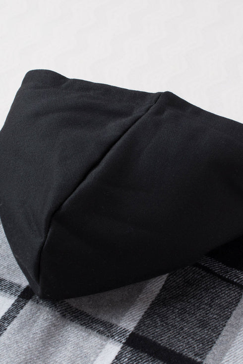 Hooded Plaid Button Front Shacket