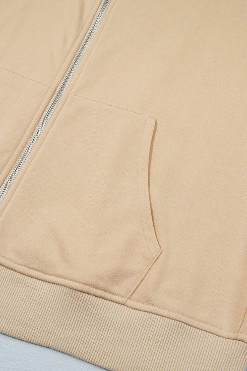 Hooded Zip Up Pattern Free Minimalist Layering Sweatshirt