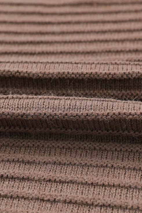 Horizontal Rib Knitted Open Front Hooded Cardigan