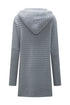 Horizontal Rib Knitted Open Front Hooded Cardigan