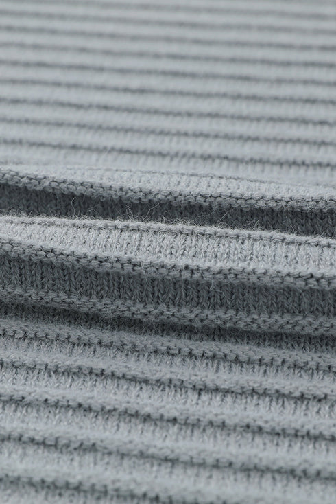 Horizontal Rib Knitted Open Front Hooded Cardigan