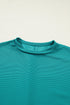 Horizontal Ribbed Drop Shoulder Baggy Textured Pullover Top