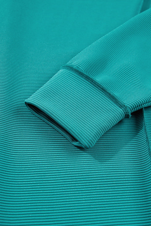 Horizontal Ribbed Drop Shoulder Baggy Textured Pullover Top