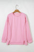 Horizontal Ribbed Drop Shoulder Baggy Textured Pullover Top