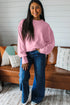 Horizontal Ribbed Drop Shoulder Baggy Textured Pullover Top
