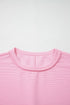 Horizontal Ribbed Drop Shoulder Baggy Textured Pullover Top