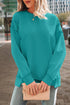 Horizontal Ribbed Drop Shoulder Baggy Textured Pullover Top