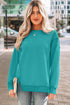 Horizontal Ribbed Drop Shoulder Baggy Textured Pullover Top