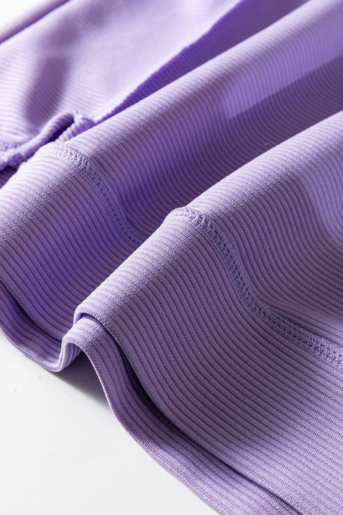Horizontal Ribbed Drop Shoulder Baggy Textured Pullover Top